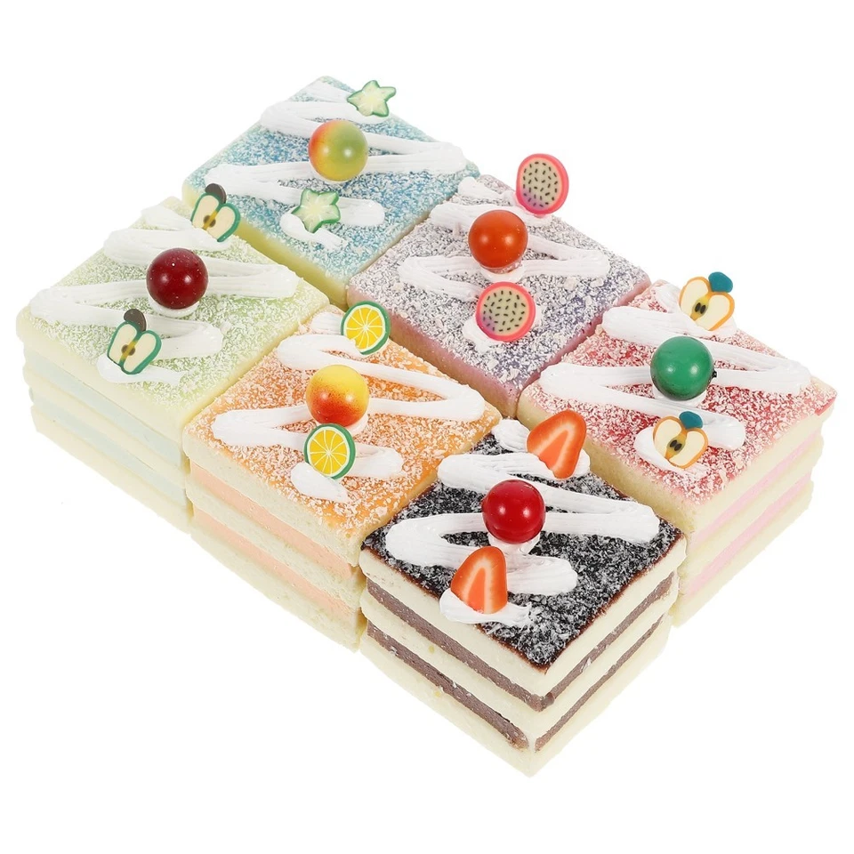  6 stücke Simulation Square Creme Fruchtkuchen Künstliche lebensechte kleine - Bild 1 von 4