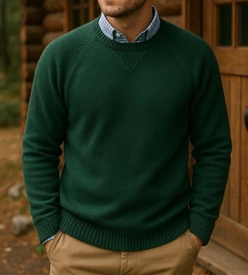 Vintage LL Bean Sweater Mens X Large Tall Xl Green Cashmere Blend Crew Neck - Image 1 of 4