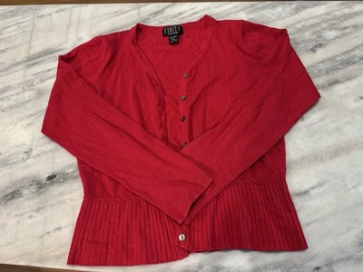 Suéter cárdigan rojo pequeño para mujer de Finity con hermoso diseño de detalles Foto 1 de 4