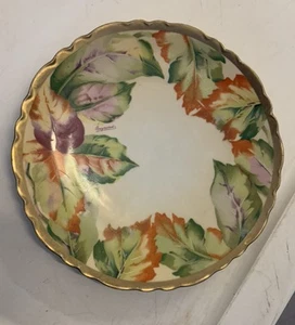 O&E.G. ROYAL AUSTRIA handbemalter Herbstblätter Teller signiert Raymond 9 Zoll - Bild 1 von 7