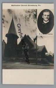 RPPC Methodist Church STRASBURG PA Lancaster County Vintage Real Photo Postcard - Picture 1 of 2
