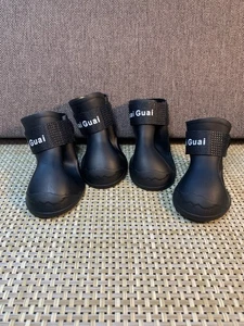 Ha Guai Guai Dog Boots Waterproof Anti Slip Pet Rain Shoes Black Size L - Picture 1 of 13