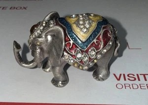 Rhinestone Elephant Trinket Box 2” High With Magnetic Close - Picture 1 of 9