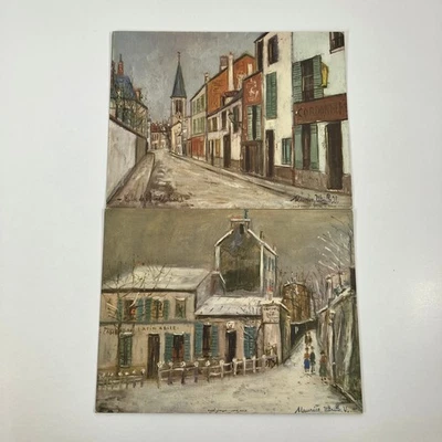 Lote de 2 impresiones litográficas en tablero de fibra Maurice Utrillo Eglise de String Lapin Agile Foto 1 de 4