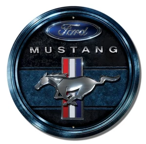 Blechschild Ford Mustang Round Nostalgie Oldtimer Auto Reklame 30x30cm - Bild 1 von 1