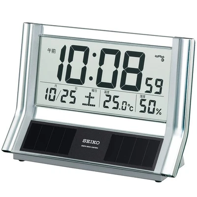 Reloj de Mesa Híbrido Solar Color Plata Metálico SQ690S Foto 1 de 4