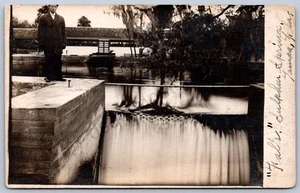 K41/ Tampa Florida RPPC Postcard c1910 Man Spillway Sulpher Springs 55 - Picture 1 of 2