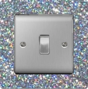 Single Light Switch / Socket Surround Acrylic Finger Plate Silver Sequin - Picture 1 of 1