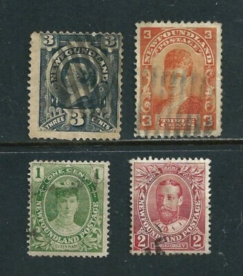 ❄️ Newfoundland - 4 used postage stamps - 1890-1911 - Image 1 of 2
