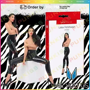 Sexy Leggings Me You Us Cuero Látex Imitación Desbellados💋Cintura Delgados Aspecto Húmedo Para Mujer - Imagen 1 de 4