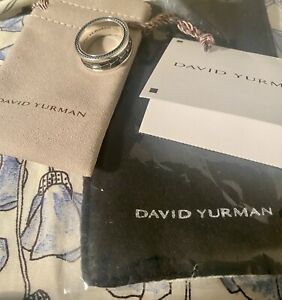 David Yurman Mens 1cm wide ARMORY Band Ring Sz 10 Sterling Silver New! W/ Pouch
