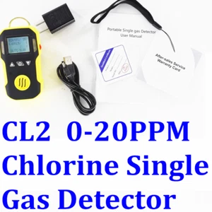 CL2 Cloro Rilevatore di Gas Portatile USB Ricaricabile Acqua Antipolvere 0-20PPM - Foto 1 di 12