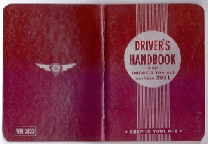 70 page,Drivers Handbook,Dodge 3 Ton 4 x 4 SPLY/MECH 2971,1943 - Picture 1 of 3