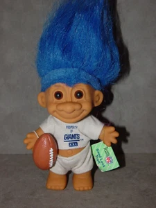 Troll Doll 4 1/2" Russ Giants New York NFL  Football Blue Hair - Picture 1 of 1