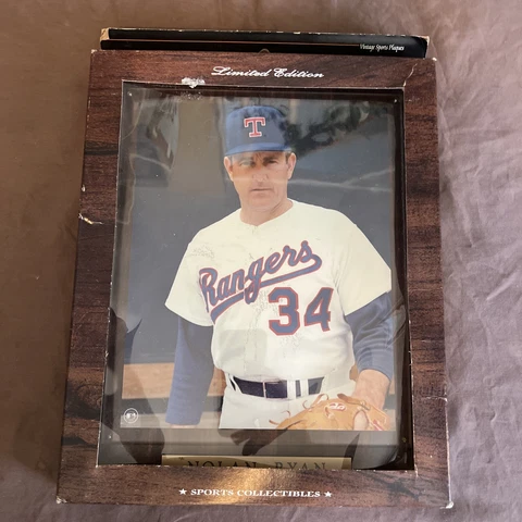 Nolan Ryan Baseball 8” x 10” Photo on 10 1/2” x 13” Plaque Engraved Rangers Cover