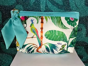 ESTEE LAUDER BIRD PRINTED BLUE COSMETIC MAKEUP BAG NEW - Picture 1 of 4