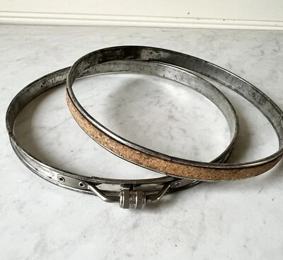 Vintage 6 Inch Cork Lined Metal Embroidery Hoop ADJUSTO "embro" - Image 1 of 4