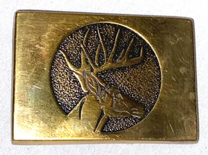 Fibbia per cintura cervo vintage 1984 bronzo massiccio strumento base e fornitura Co. cervo - Foto 1 di 5
