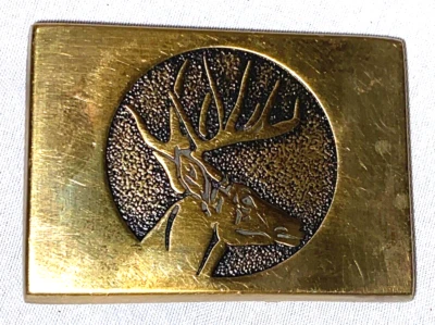 Hebilla de cinturón de ciervo 1984 de colección bronce macizo herramienta básica & Supply Co. ciervo Foto 1 de 4