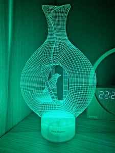 LED Multicolour 3D illusion Light with floating Vase and Bird Stunning Wow Lamp - Picture 1 of 8