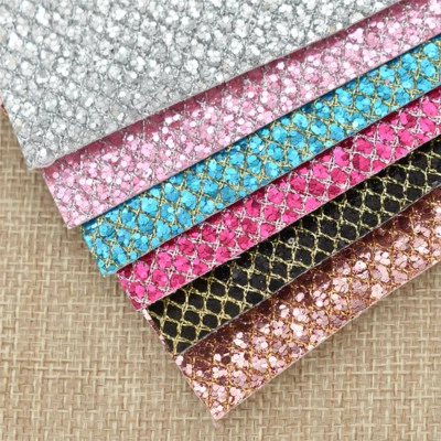 A4 PU织物网格闪光合成皮革DIY服装缝纫配件工艺 — 第 1/4 张图片