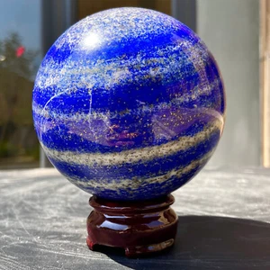 2.77LB Natural Lapis lazuli Sphere Quartz Crystal Ball Reiki healing+base - Picture 1 of 18