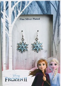 Disney's Frozen II - Snowflake Drop Earrings New in Gift Box Fine Silver Plated - Picture 1 of 2