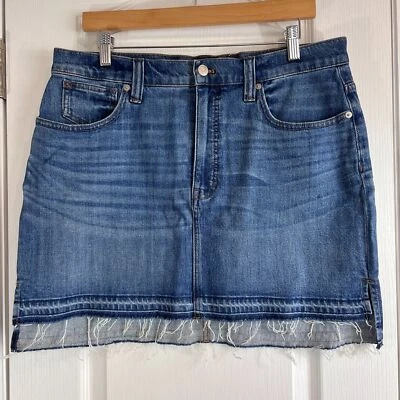 Madewell женщин необработанный шаг кромки джинсовой ткани короткая прямая юбка эластичной хлопок размер 31 - Изображение 1 из 4