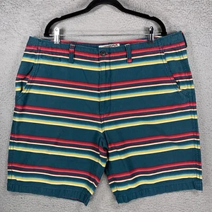 Arizona Mens Chino Shorts Multicolor Striped Cotton Casual Size 42 Turquoise - Picture 1 of 9