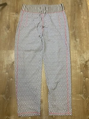 Pantalón Soft Surroundings Mediano Pantalones de Salón Negro Blanco Azul IKAT Geométrico Usado en Excelente Condición Foto 1 de 4