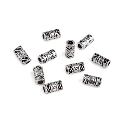 50 pcs Nickel Free Antique Silver Tibetan Style Alloy Column Beads Crafts 12x6mm - Image 1 of 4