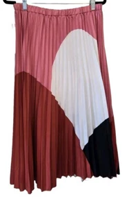 Skirt Womens XL Pleated Pink White Maroon Elastic Waist New Phoebe Buffay - Picture 1 of 7