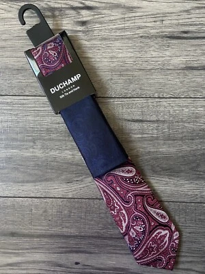 Conjunto De Corbata Y Pañuelo De Seda Jacquard DUCHAMP BNWT - Imagen 1 de 4