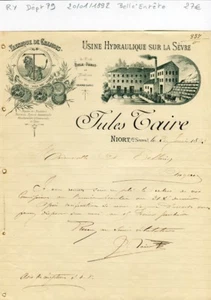 Dépt 79 - Niort - Belle Entête Usine Hydraulique sur la Sèvre Tannerie de 1892 - Imagen 1 de 1