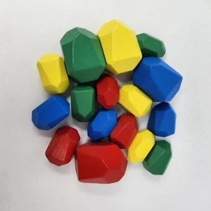 16 pcs Preschool Wooden Blocks, Colorful Stacking Blocks Stones, Sorting Blocks - Picture 1 of 7