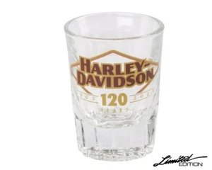 HARLEY-DAVIDSON® 120TH ANNIVERSARY LIMITED EDITION SHORT SHOT GLASS NEW IN BOX - Picture 1 of 4