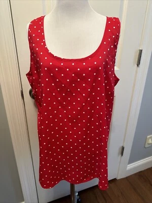 Red Polka Dot Sleeveless Shirt Top Blouse Faded Glory XL (16 - 18) - Image 1 of 4