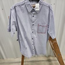 New iTALIA Mens Blue White Button Textured Short Shirt XXL 79.50 Red Stiching