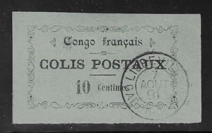 French Congo 1891 10c COLIS POSTAUX type IV, Libreville postmark RRR $$$ - Picture 1 of 2