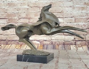 Bronze Marmor Statue Wildpferd Stampede Mustang Ranch Reiter Kunst Deko Geschenk - Bild 1 von 10
