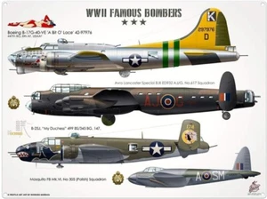 World War 2 Famous Bombers steel sign 200mm x 150mm - Picture 1 of 1