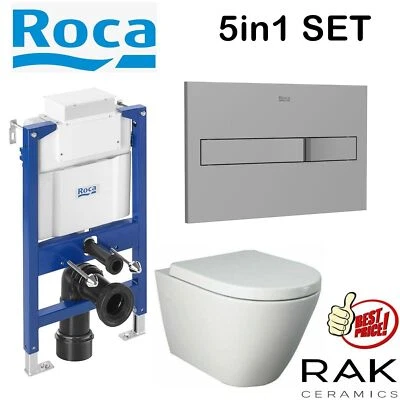 ROCA 0.82M CONCEALED CISTERN WC FRAME RAK RESORT RIMLESS WALL HUNG TOILET PAN - Image 1 of 4