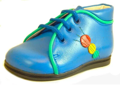 DE OSU - Botas de cuero azules para bebés niños/niñas - Zapatos europeos - De colección - Talla 3-6,5 Foto 1 de 4