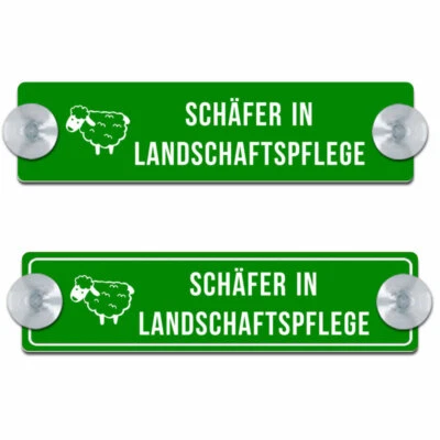MARKENLOS Schäfer in Landschandschaftspflege, Graviertes Schild mit Saugnäpfen,20x5cm,Auto