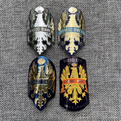 Bianchi Vintage Ciclismo Bicicleta Aleación Cabeza Insignia Calcomanías Pegatinas Emblema Foto 1 de 3