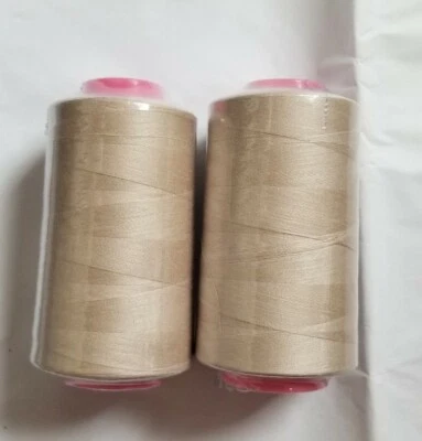 2-PACK TAUPE COLOR 6000 YDS Each Spool Serger Sewing Machine S/2 T27 Threads - Image 1 of 3