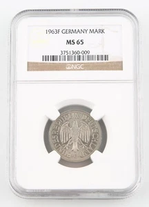 1963-F West Germany 5 Deutsche Mark Coin MS-65 NGC Federal Republic KM-110 - Picture 1 of 4