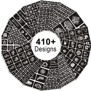 410+ Pcs Reusable Henna Tattoo Stencils Kit for Face Arm Body Paint Art - Picture 1 of 8