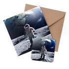 1 X Greeting Card & Coaster Set - Astronaut Alien Planet Moon #14174