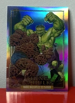 2024 UD Marvel Masterpieces '92 Platinum Thing vs. Hulk Battle Spectrum Rainbow - Image 1 of 2